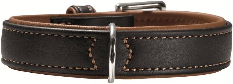Black Cognac Leather Dog Collar I207