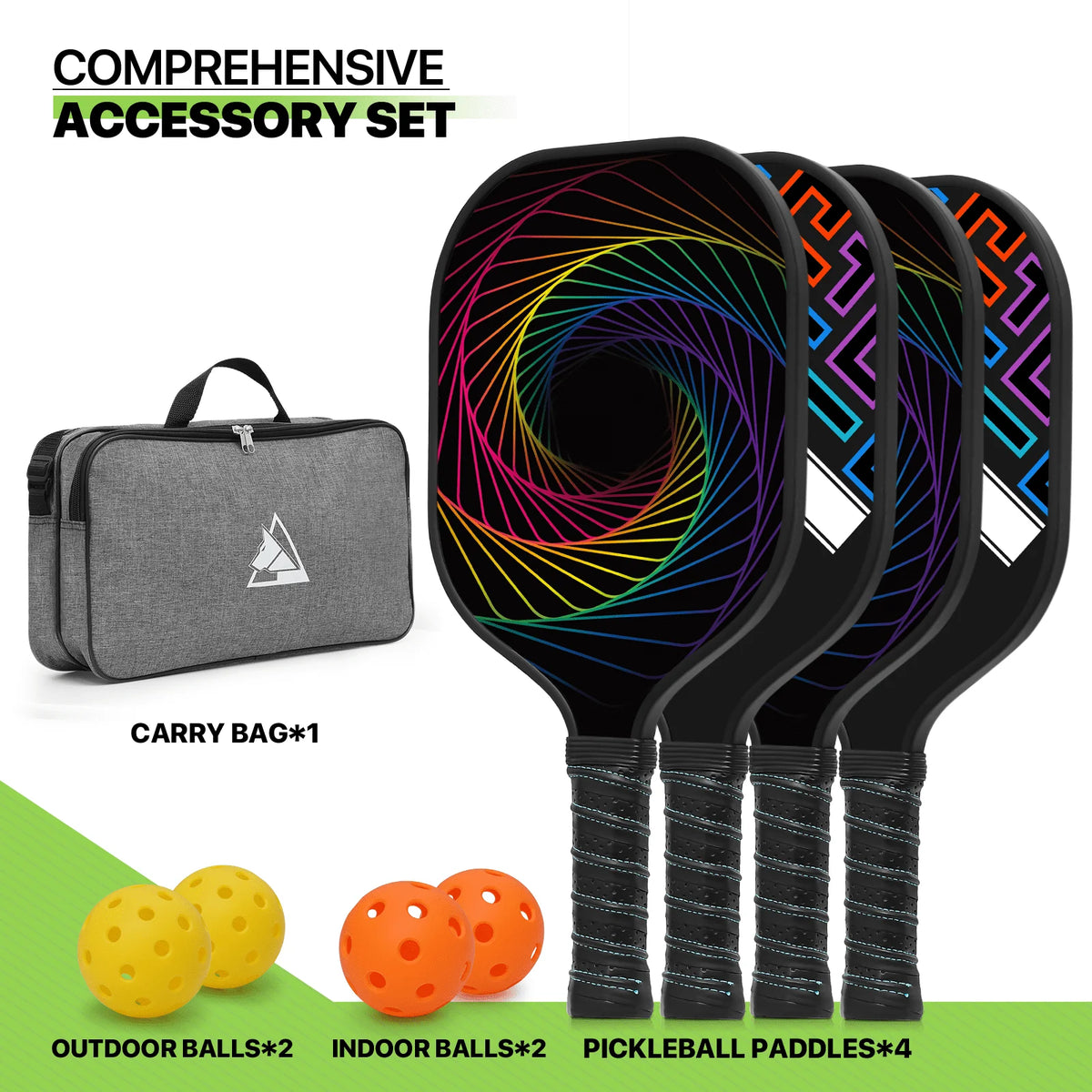 Carbon Fiber Pickleball Rackets Set of 4 with Carry Bag A881918