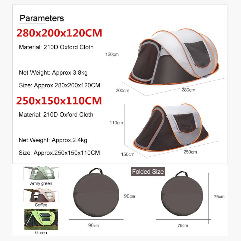 3 in 1 Waterproof Camping Tent with Carrying Bag B8115