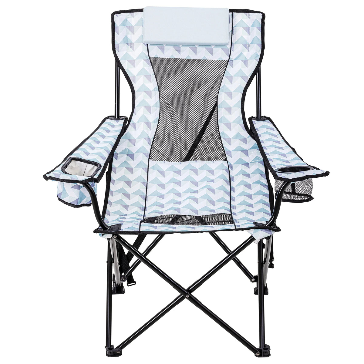 Blue and White Camp Chair with Footrest O41745