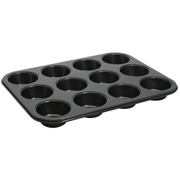 12 Cup Non Stick Carbon Steel Muffin Pan, 2 Packs E125