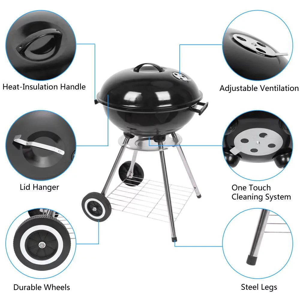 18 Portable Charcoal Grill with Wheels M558971
