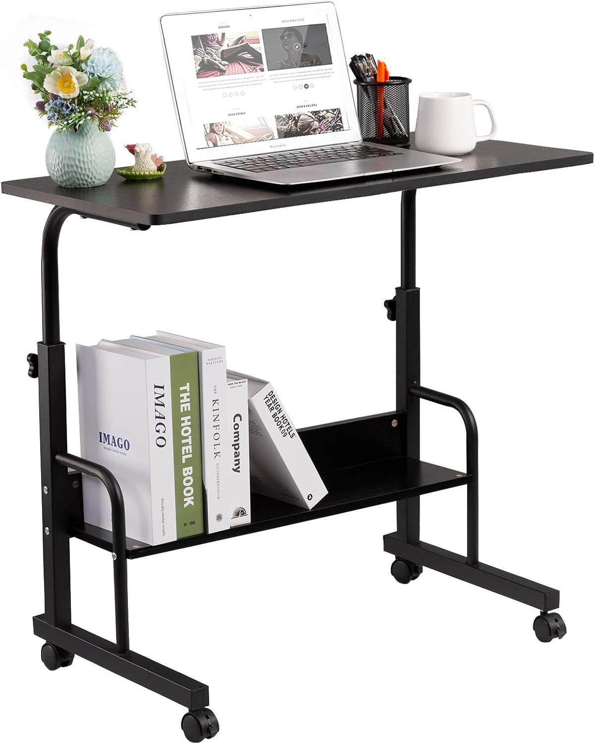 Adjustable Mobile Side Table Desk Cart with Wheels A62653