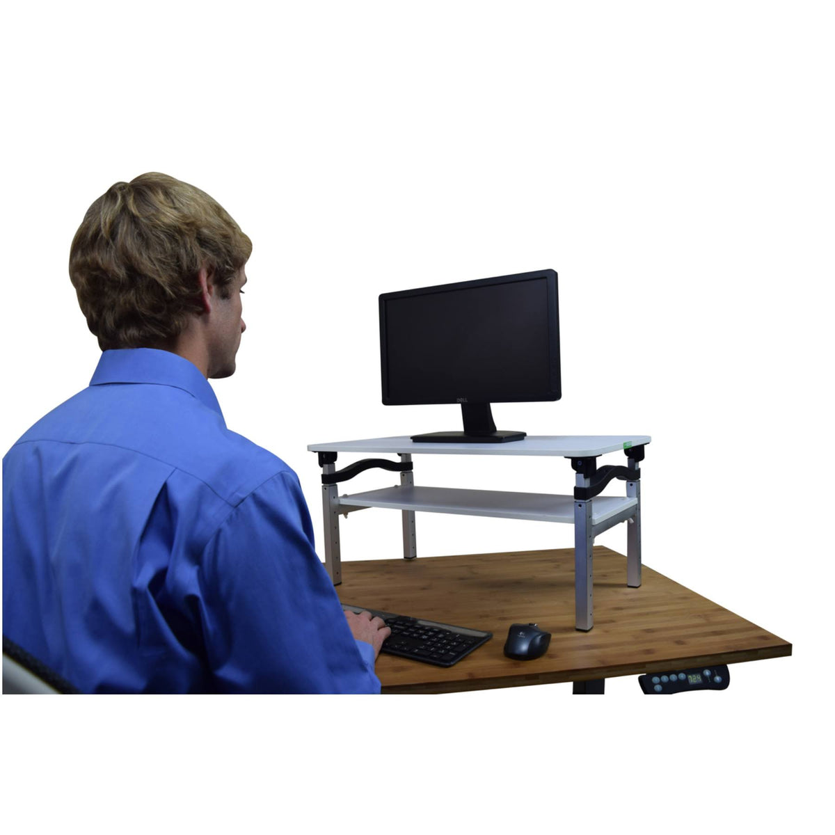 Adjustable Height White Monitor Stand O1413