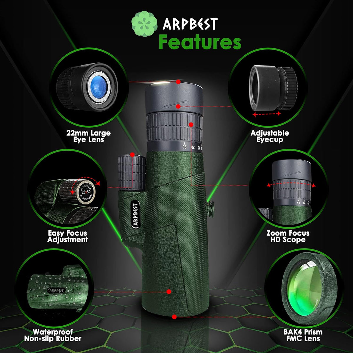 25X50 High Definition Monocular Telescope with Smartphone Holder & Tripod S830920
