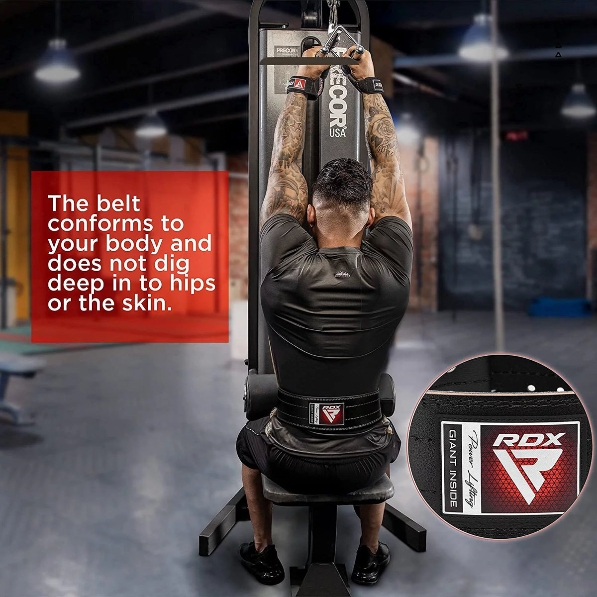 6mm Leather Weight Lifting Belt Black M B196114