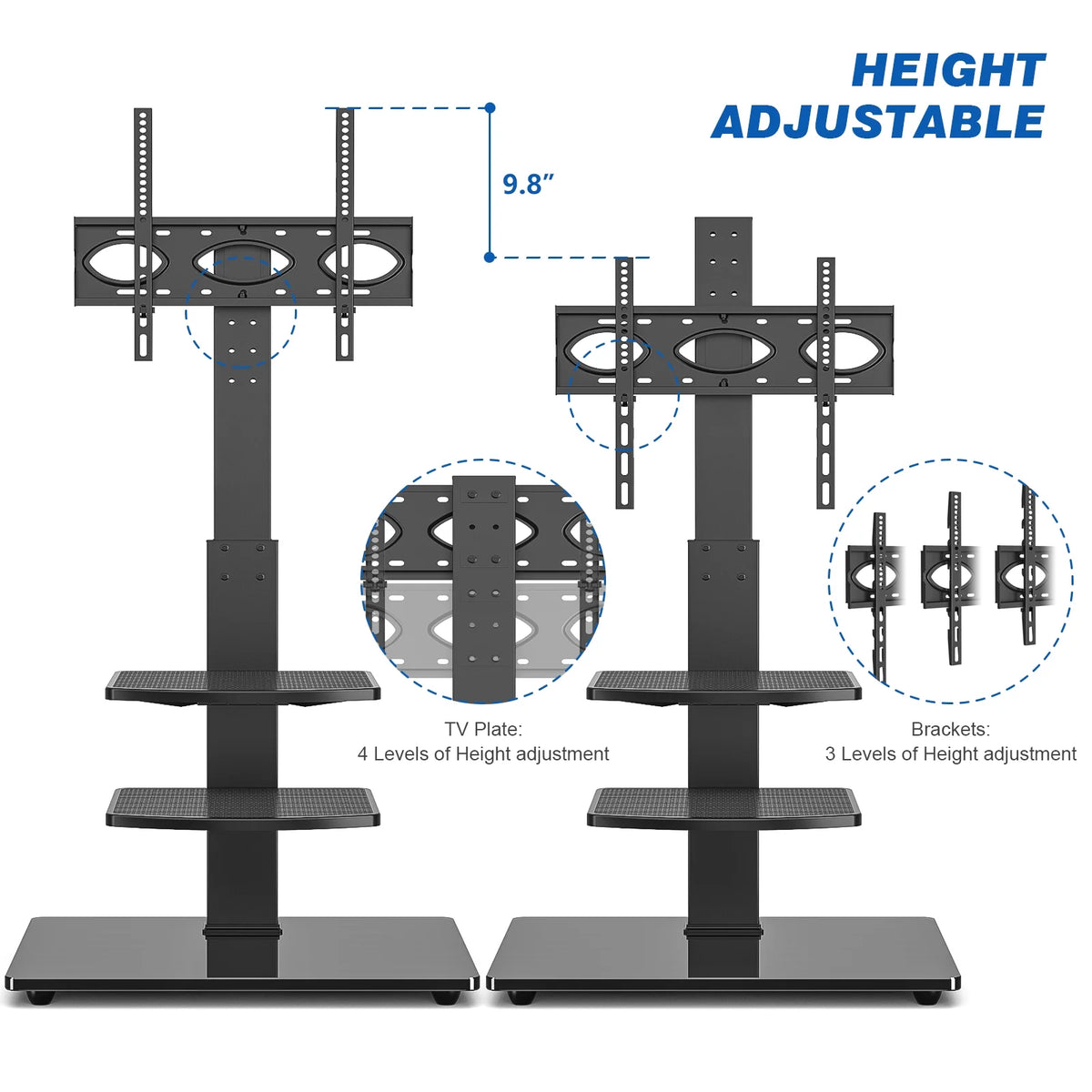 Black Tall Floor TV Stand up to 65 inch D69750