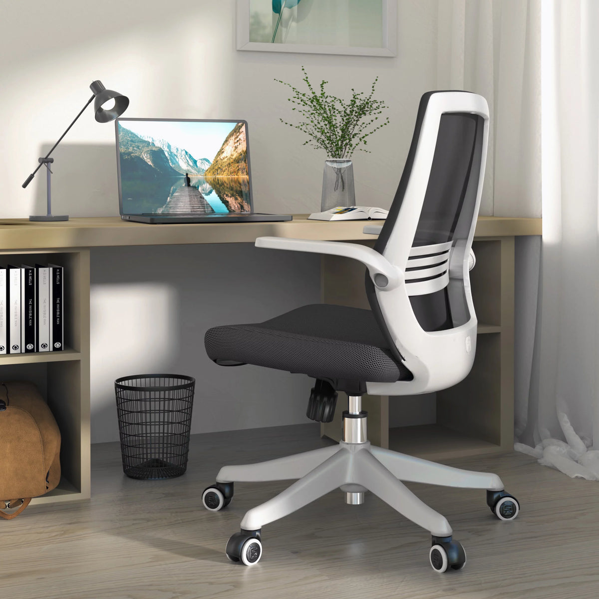 Gray Ergonomic Mesh Office Chair with Lumbar Support T392