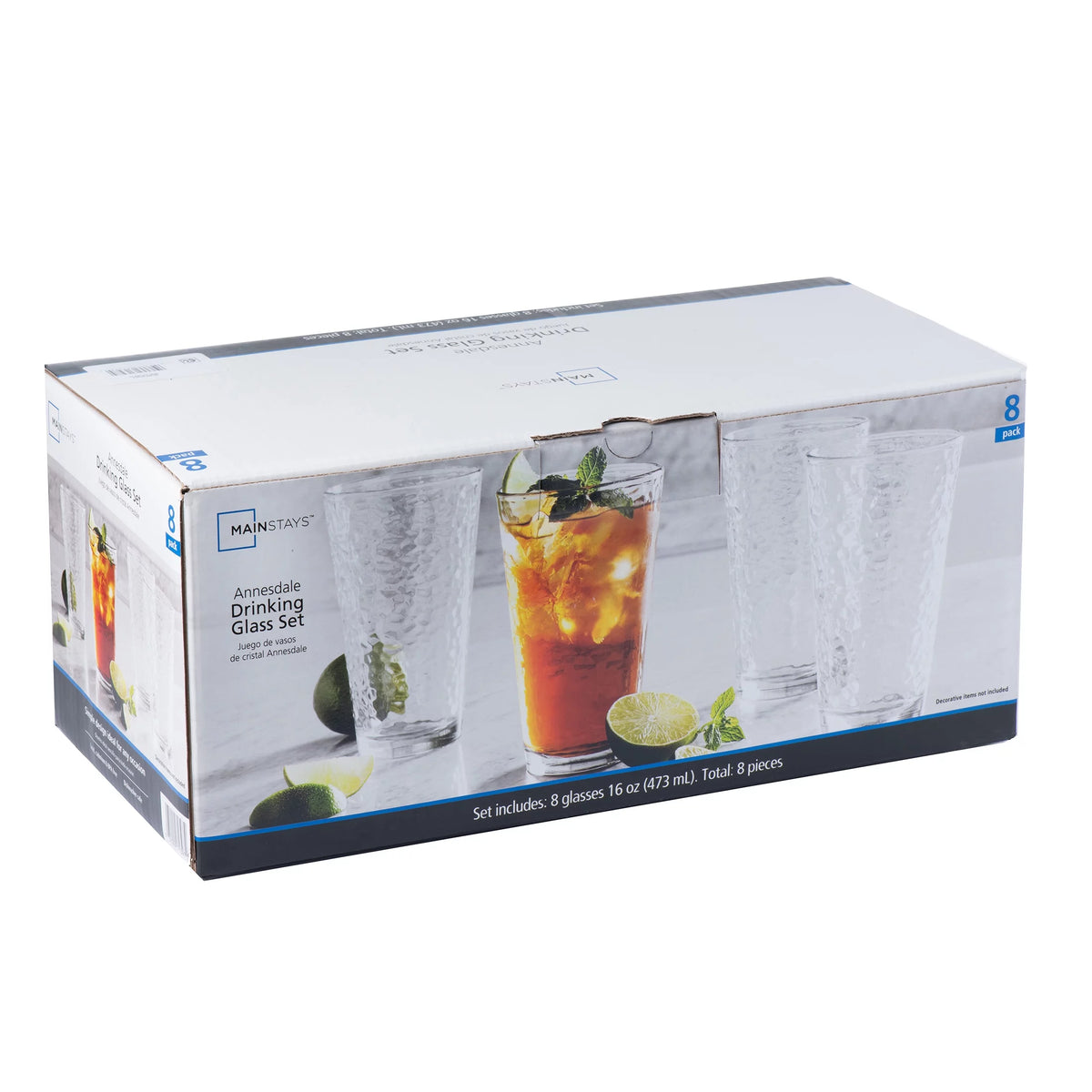 16 oz Set of 8 Drinking Glasses L71281
