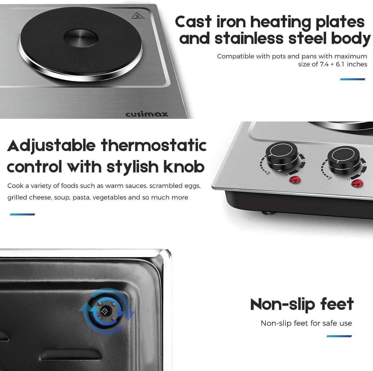 1800W Stainless Steel Double Electric Hot Plate M12034