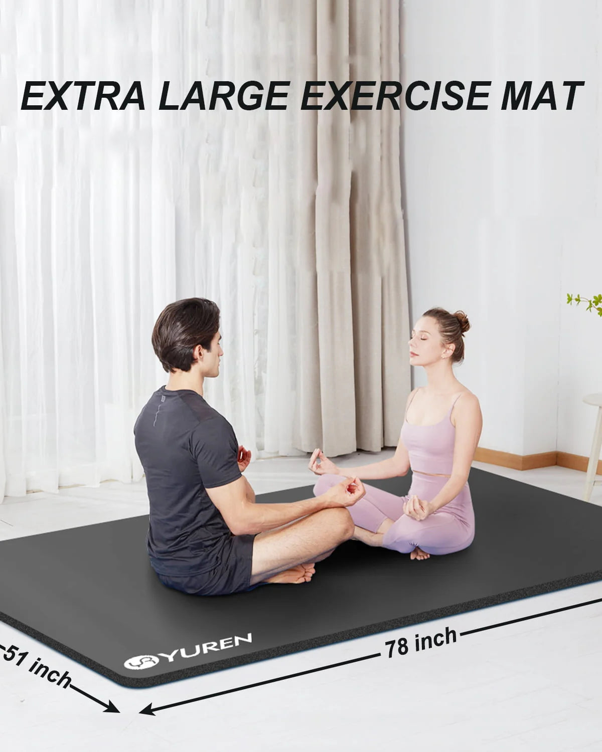 Extra Large 1/2 Thick Black Yoga Mat C79495