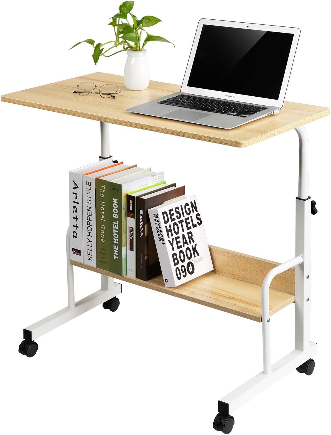 Adjustable Mobile Side Table Desk Cart with Wheels A62653