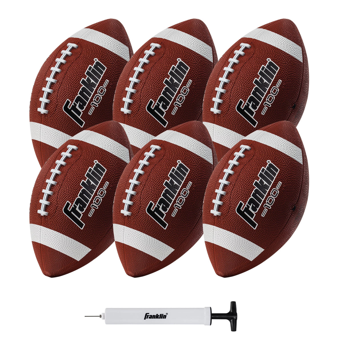Junior Size Rubber Football 6 Pack with Pump O134148