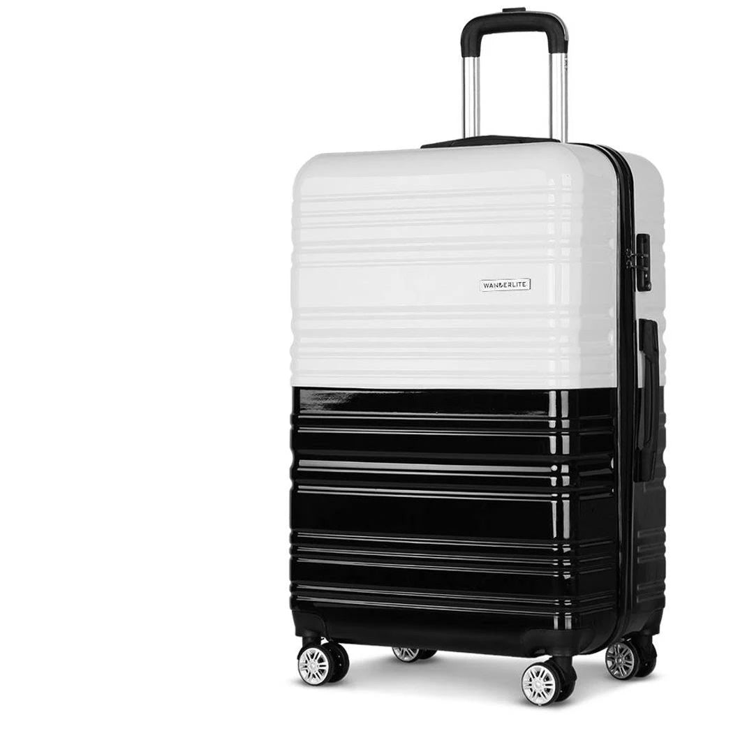 Lightweight Hard Suitcase Luggage Black & White W39566