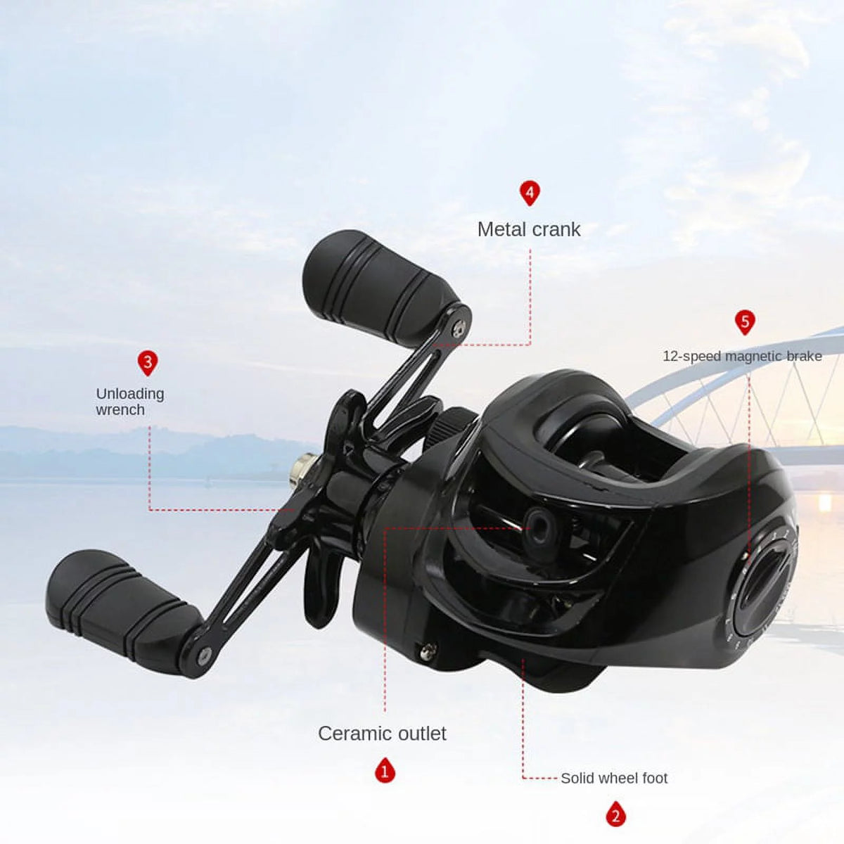 7.2:1 Left Hand Baitcasting Fishing Reel D475