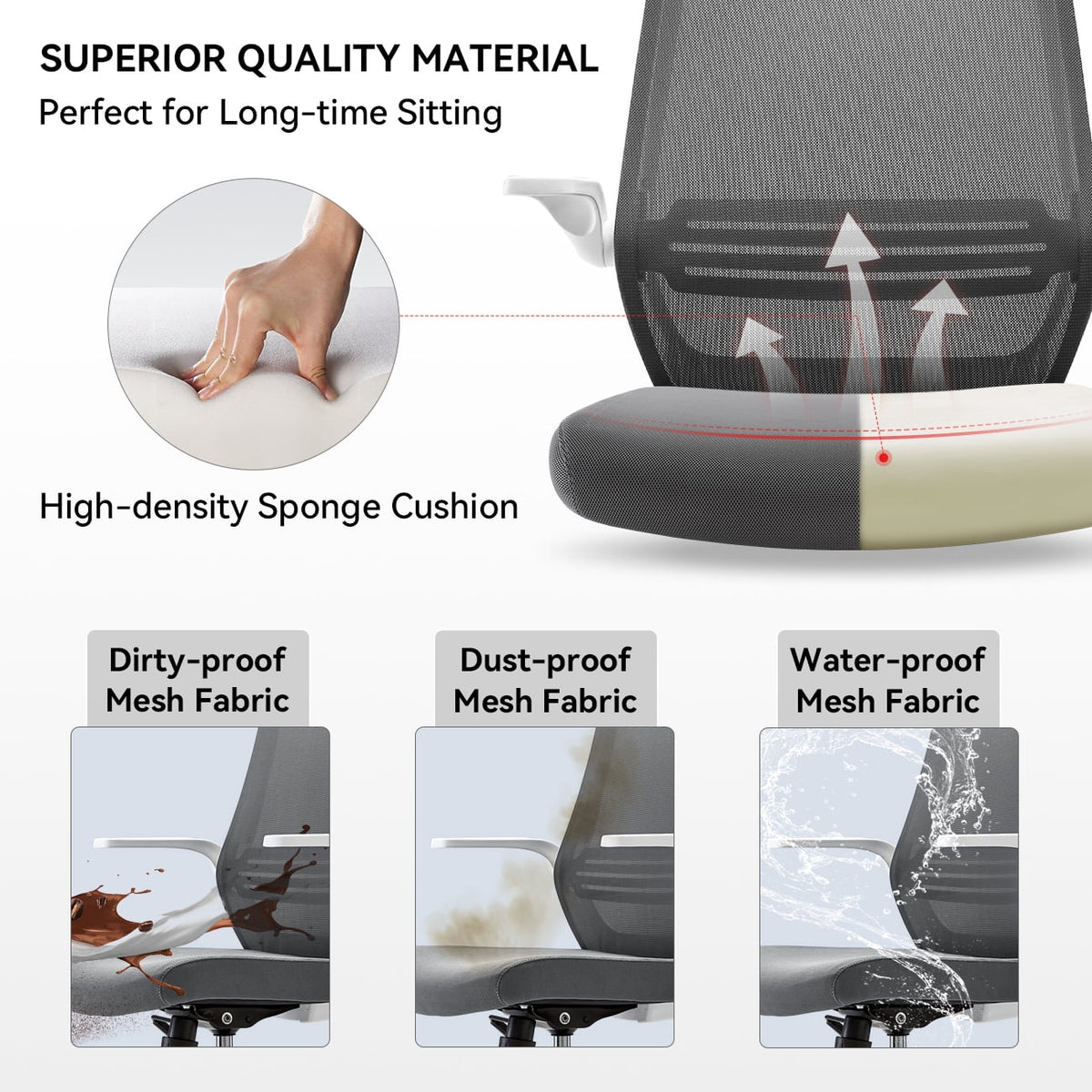 Gray Ergonomic Mesh Office Chair with Lumbar Support T392
