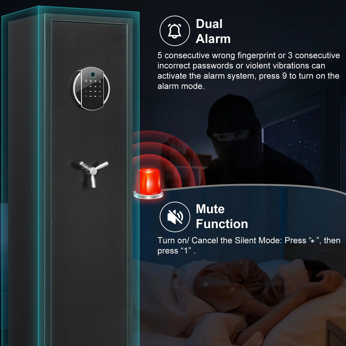Biometric Fingerprint 3-5 Gun Safe with Alarm System W942