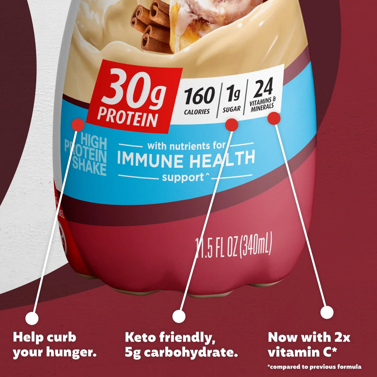 Cinnamon Roll Protein Shake 30g 11.5 fl oz 12 Ct S9427