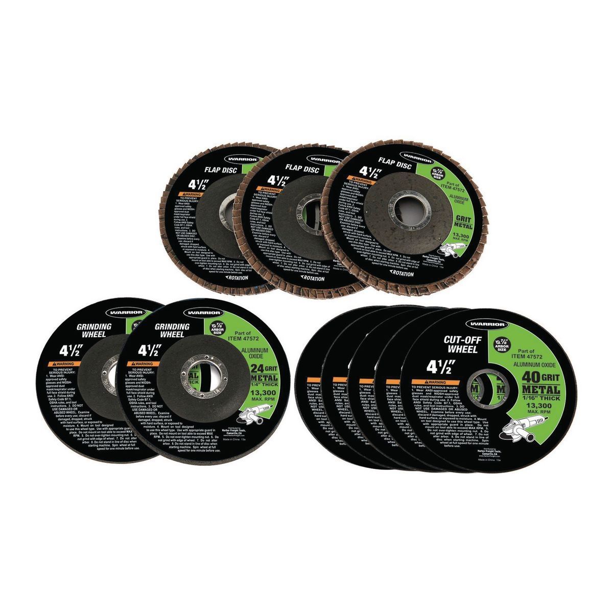 4-1/2 in. Metal Grinding Cut Off Flap Wheel Assorted Set, 10 Piece E514742