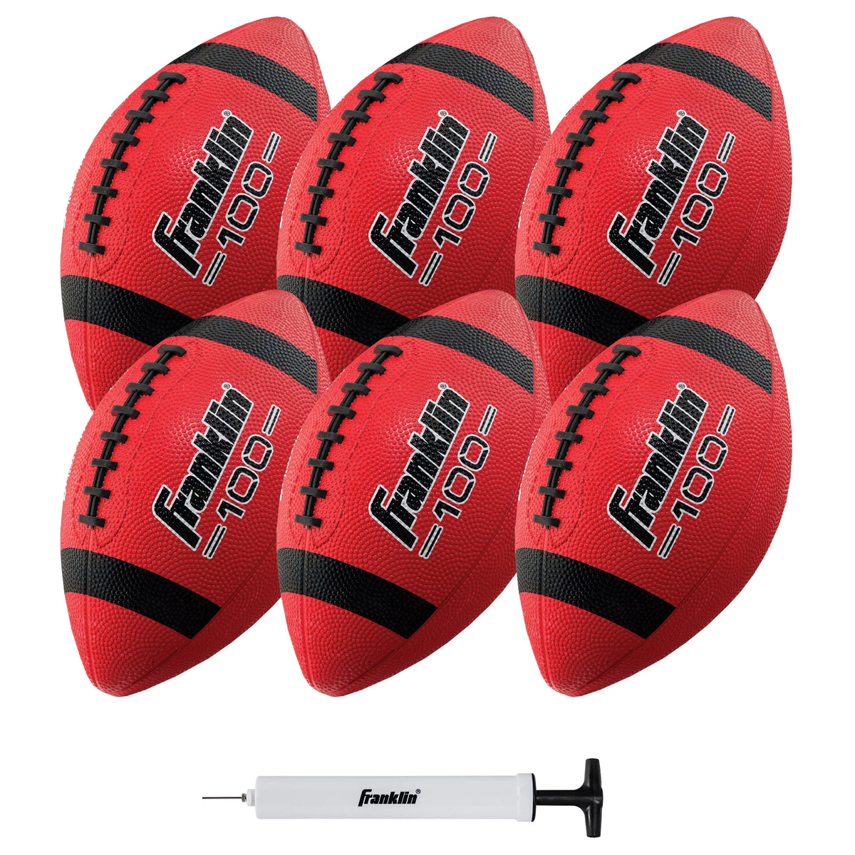 Junior Size Rubber Football 6 Pack with Pump F263125