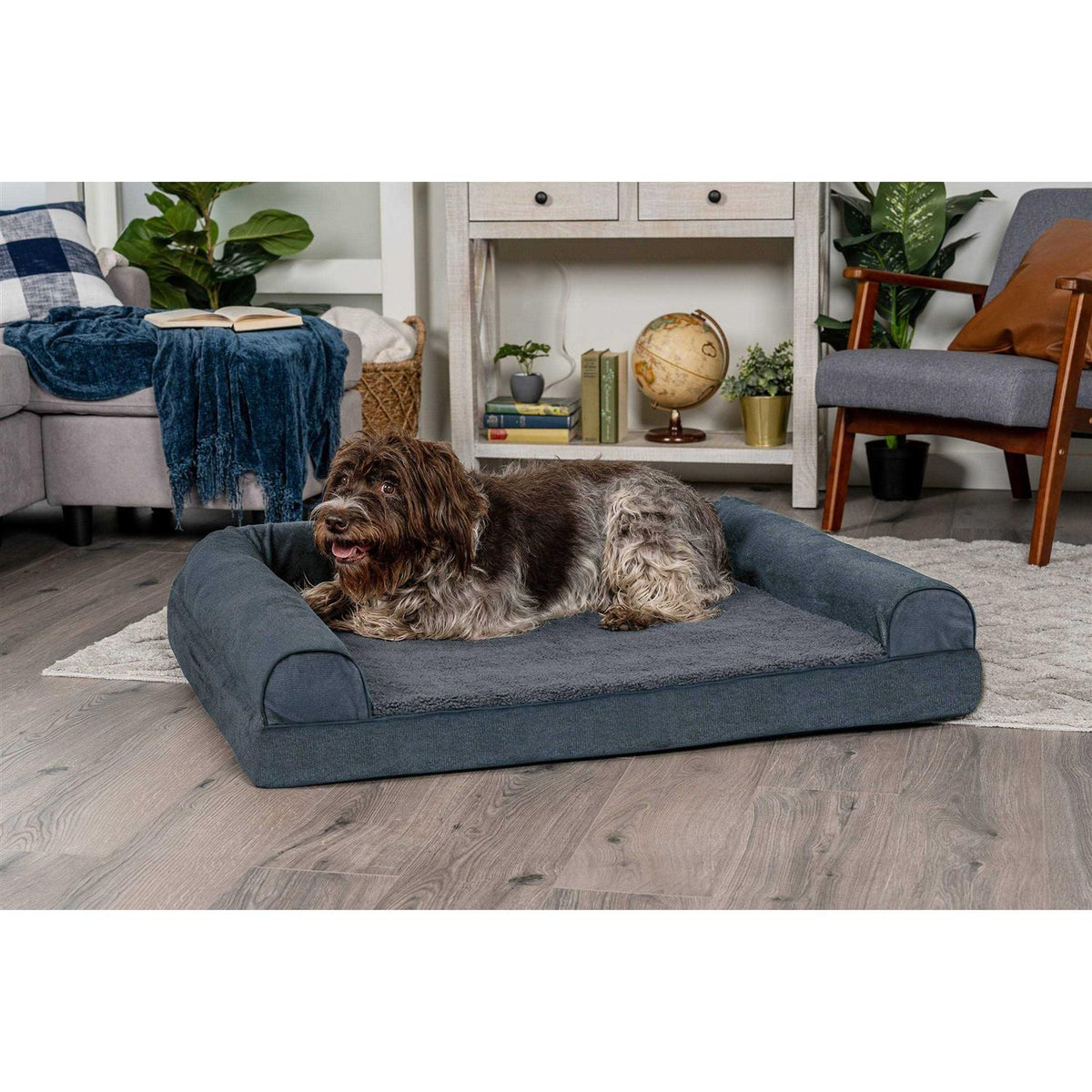 Faux Fleece Chenille Sofa Pet Bed E14554