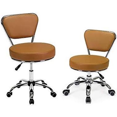 Adjustable Height Technician and Pedicure Stool Set of 2 Cappuccino U888564