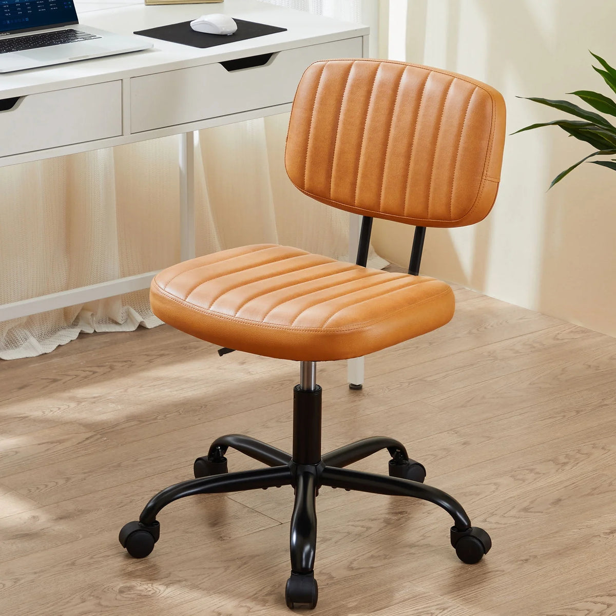 Armless Desk Chair with Wheels and Lumbar Support I59401