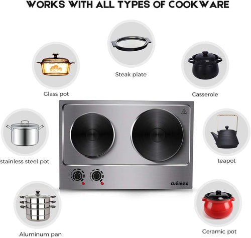 1800W Stainless Steel Double Electric Hot Plate M12034