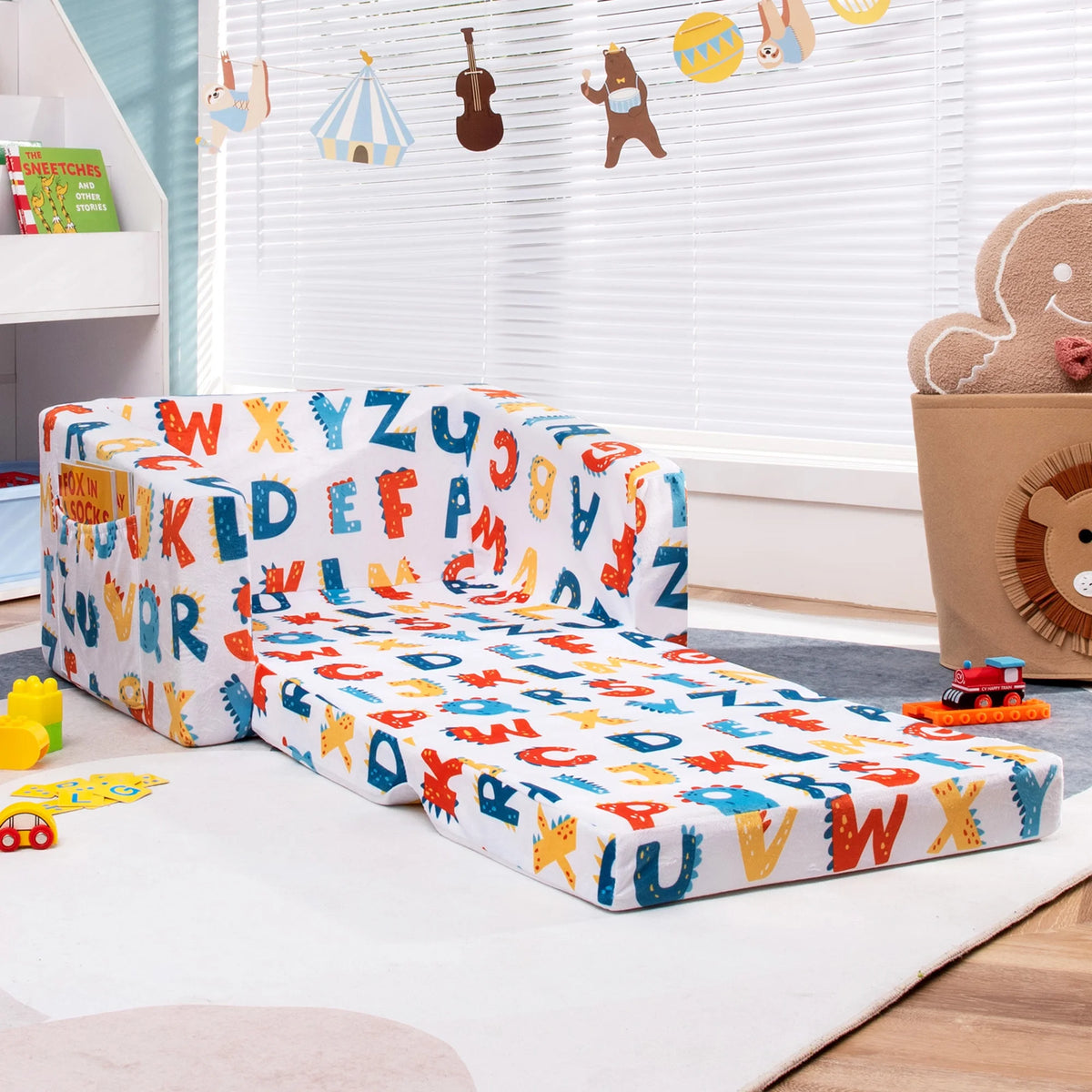 2 in 1 Kids Convertible Sofa Chair Lounger G437475