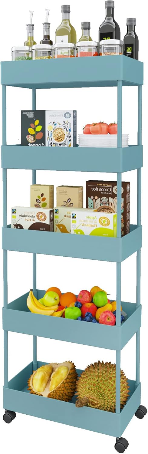 5 Tier Slim Rolling Storage Cart with Wheels E485991