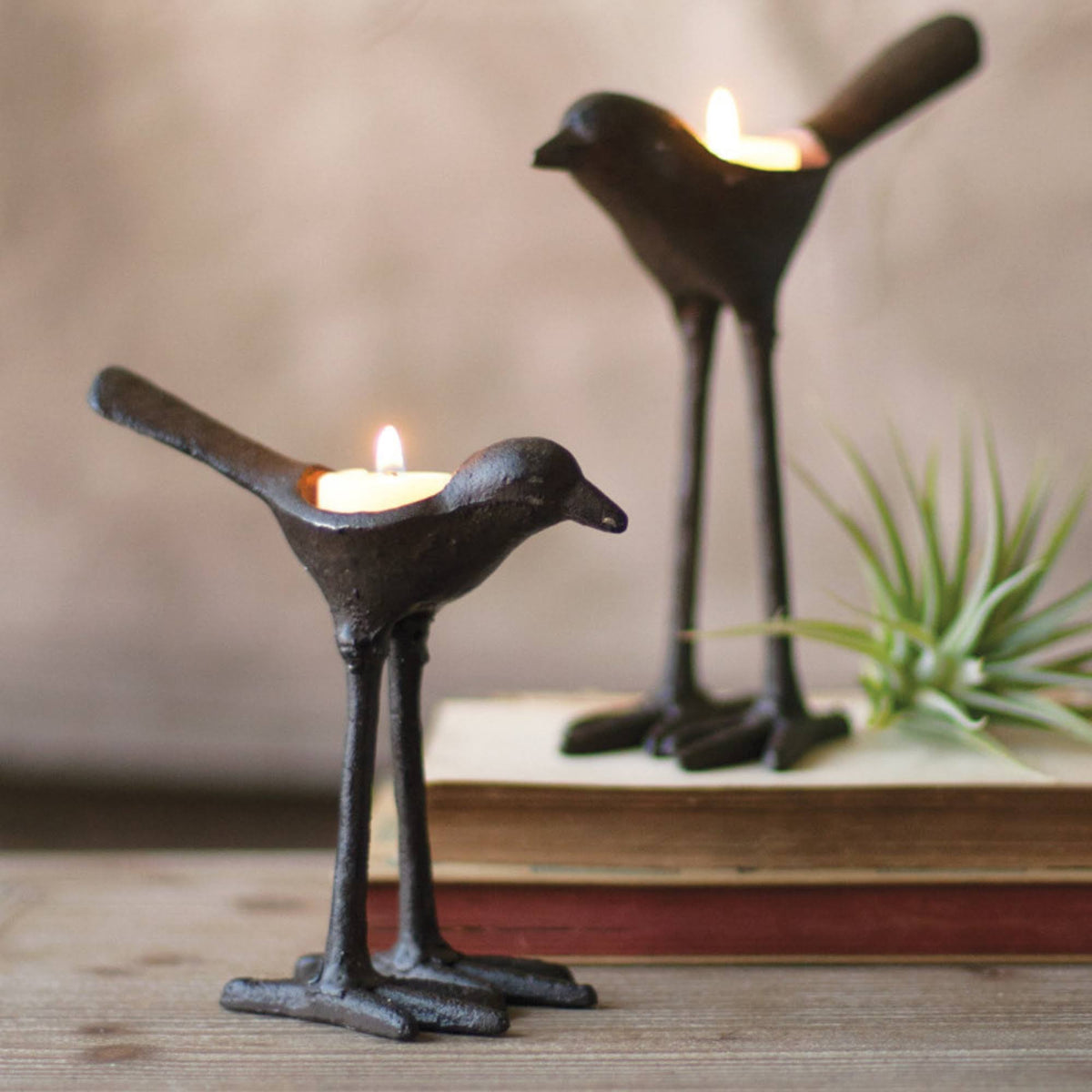 Cast Iron Tea Light Holders, Set of 2 M8024