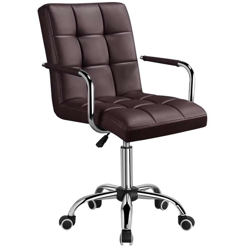 Height Adjustable PU Leather Office Chair with Armrests C376545