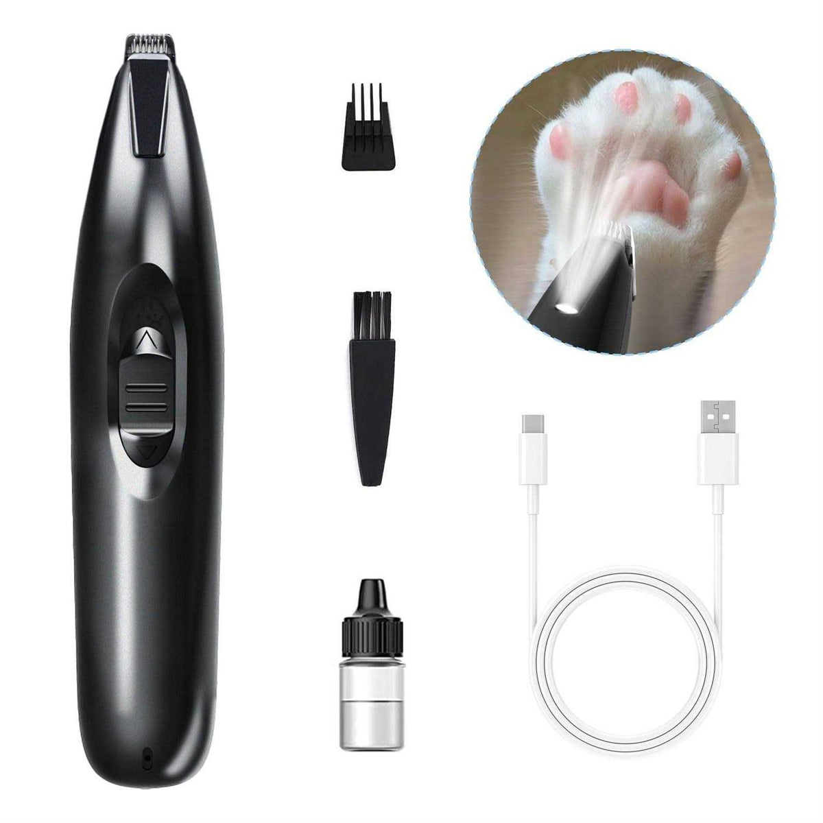 Dog Paw Trimmer with LED Cordless Rechargeable Dog Clippers U160289