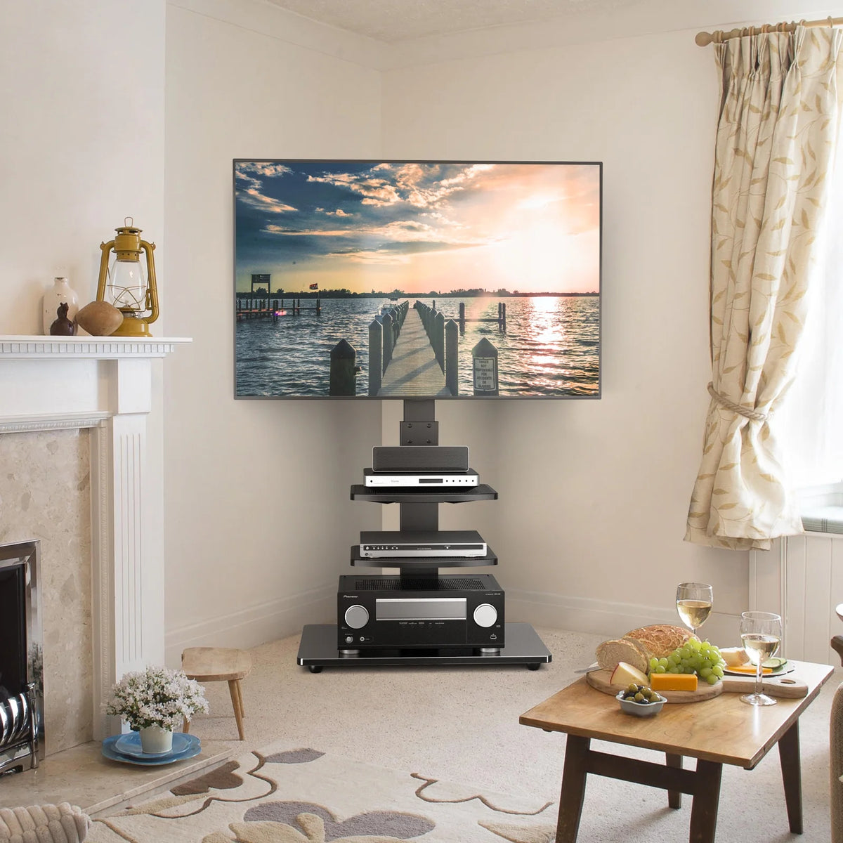 Black Tall Floor TV Stand up to 65 inch D69750