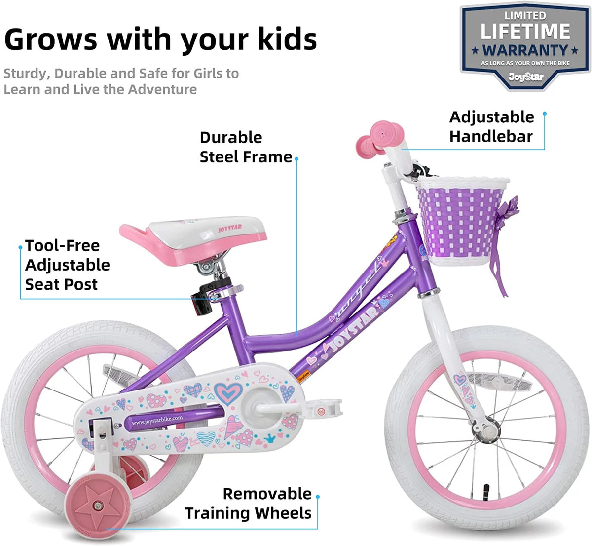12 14 16 18 Inch Kids Bike with Training Wheels & Basket C665