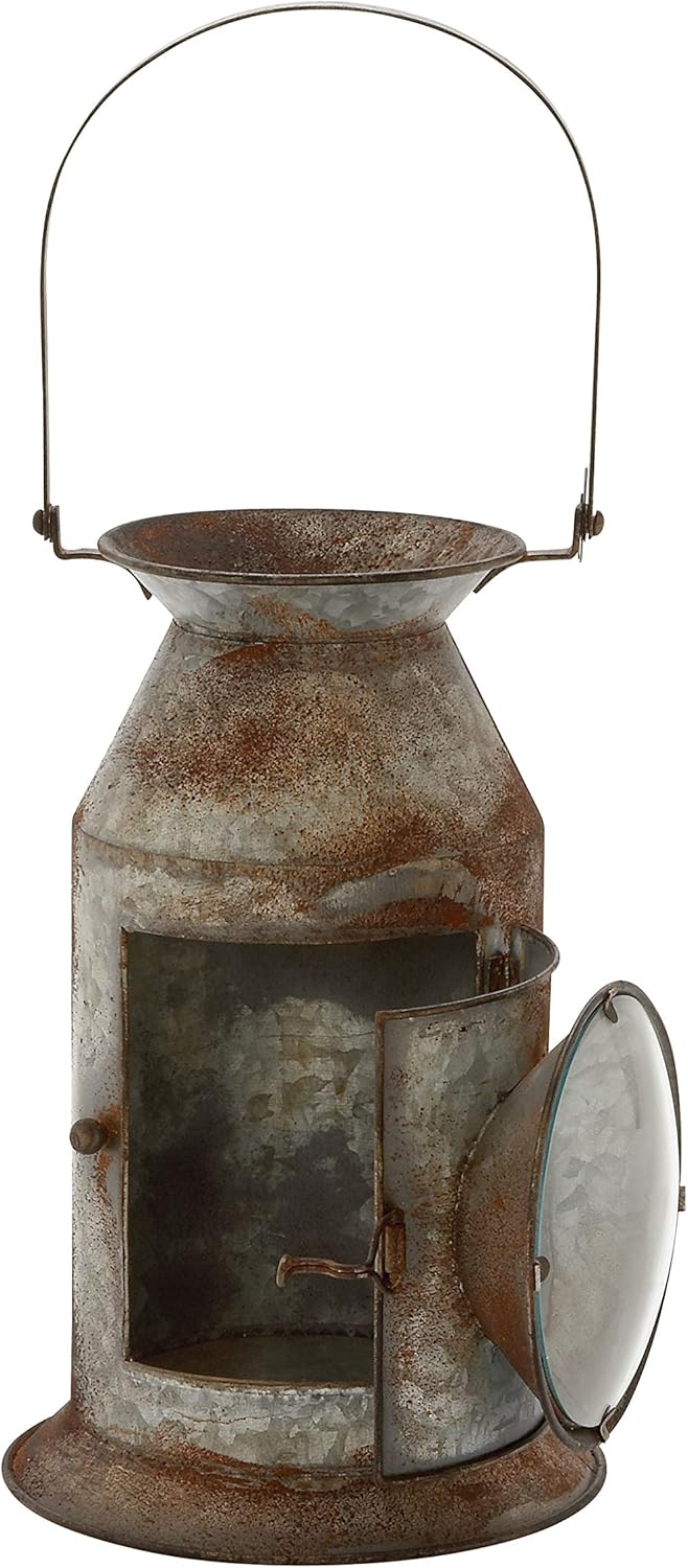 Metal Glass Candle Lantern 8 W 19 H E186097