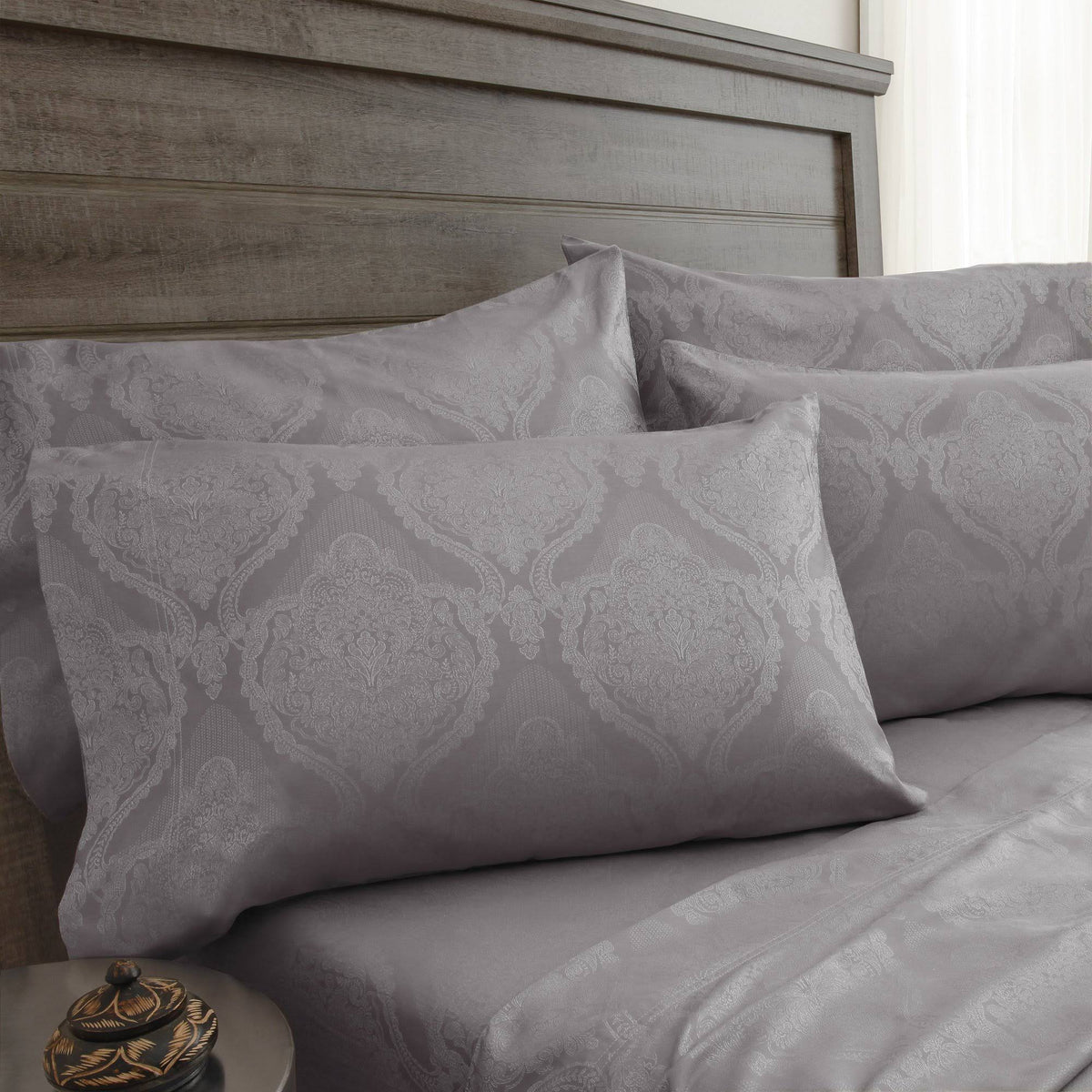 800 Thread Count Jacquard Damask Queen Sheet Set Z667