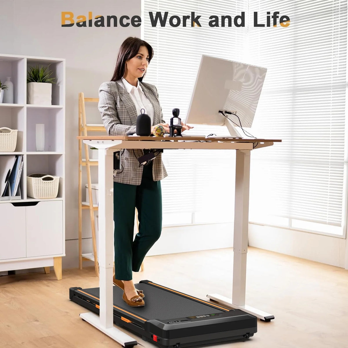 2 in 1 Under Desk Treadmill with Remote Control and LED Display W42707