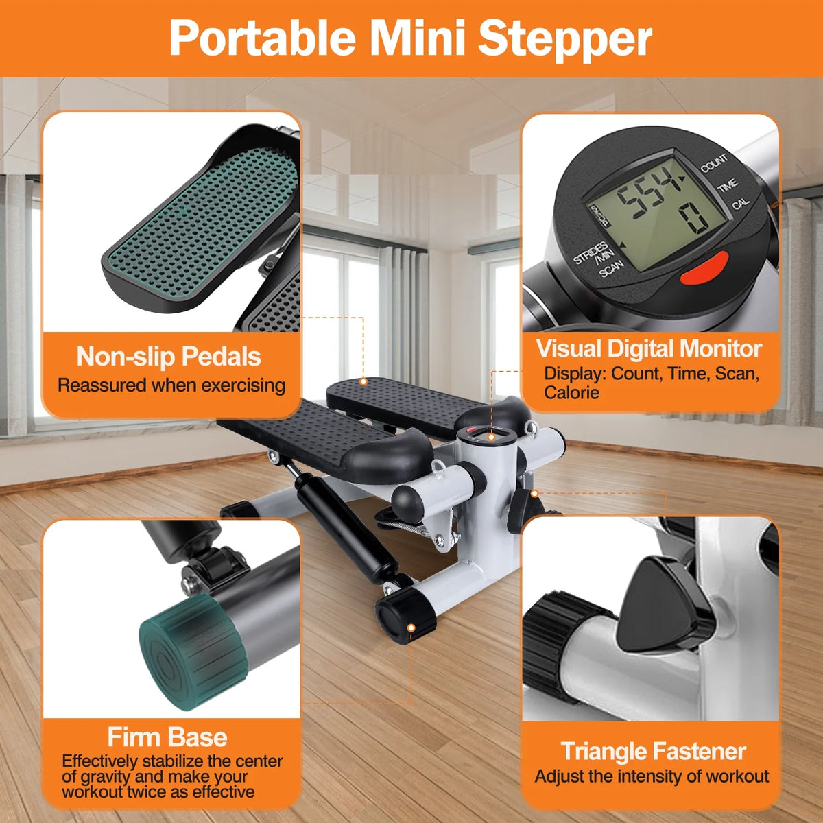 Mini Fitness Stepper with LCD Monitor Gray D43772