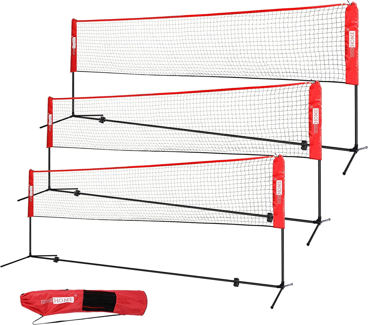 Adjustable Outdoor Badminton Net Set with Carry Bag D68797