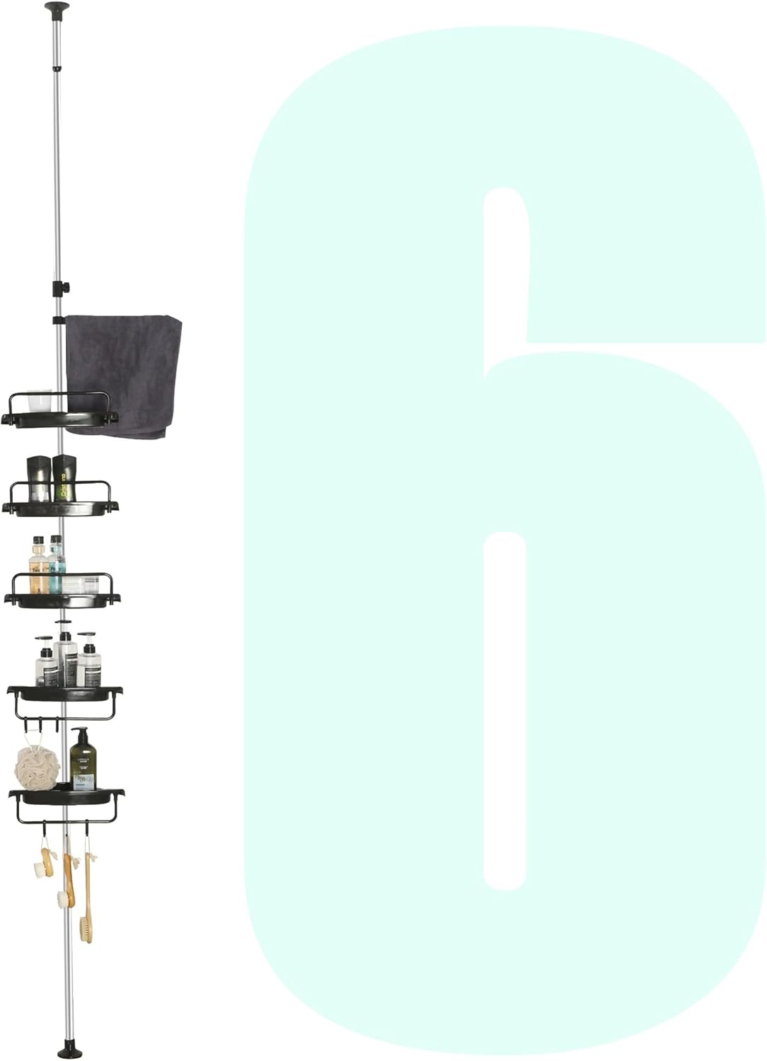 Black 5-Shelf Stainless Steel Corner Shower Caddy N60179