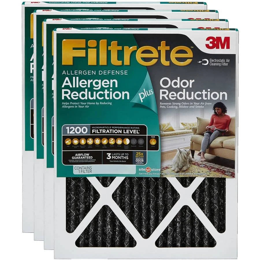 14x14x1 Odor Reduction HVAC Furnace Air Filter, Pack of 4 K6716