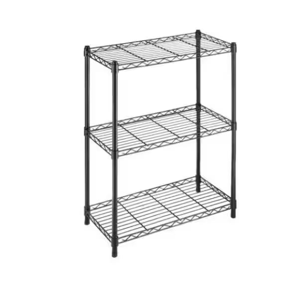 3-Tier Black Steel Wire Shelving Unit L314