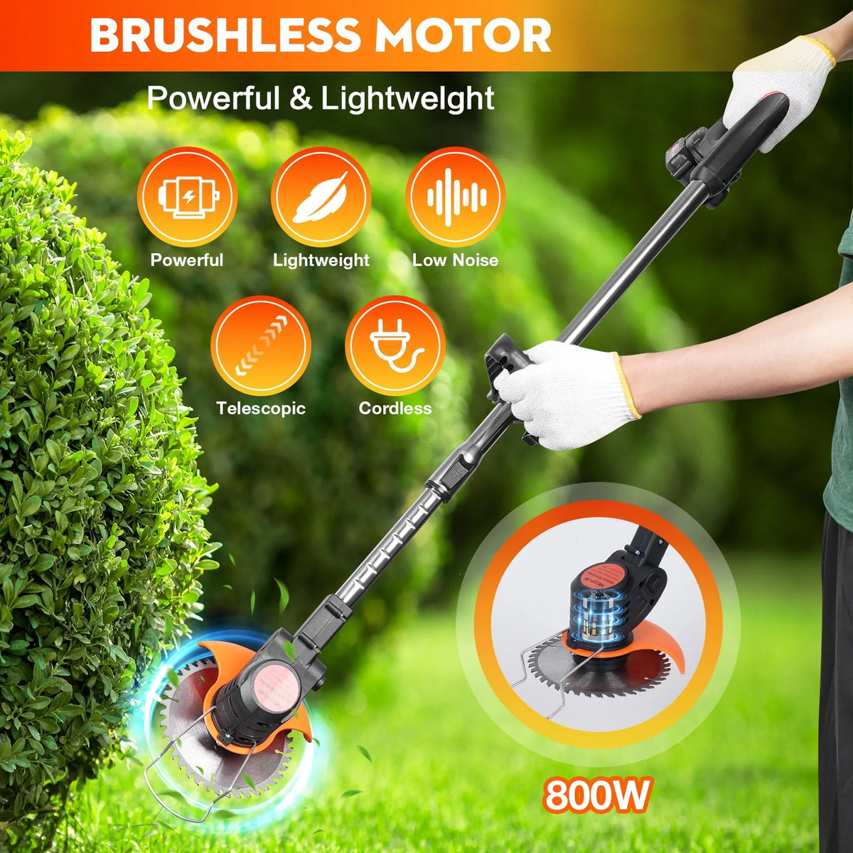 Cordless String Trimmer with 3 Cutting Blades Q9525