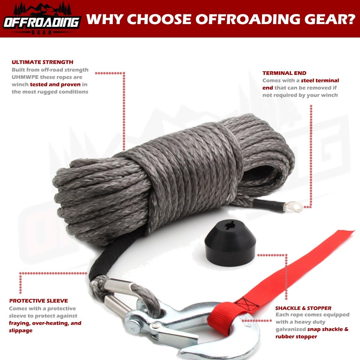 50'x1/4” Synthetic Winch Rope Kit M17293