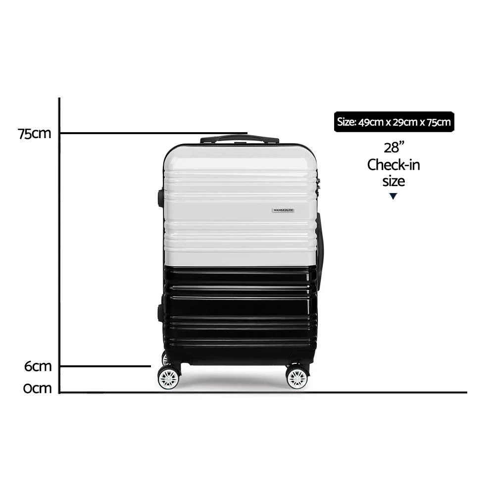 Lightweight Hard Suitcase Luggage Black & White W39566