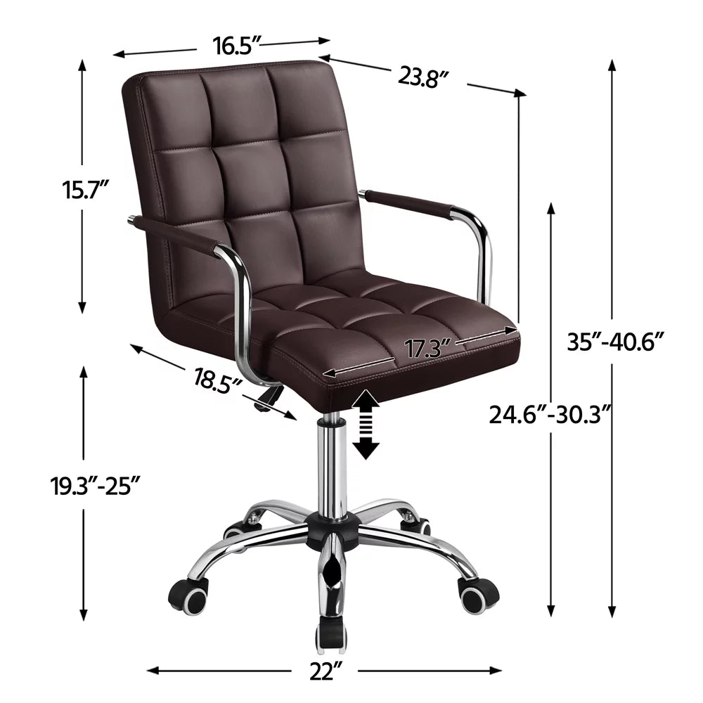 Height Adjustable PU Leather Office Chair with Armrests C376545