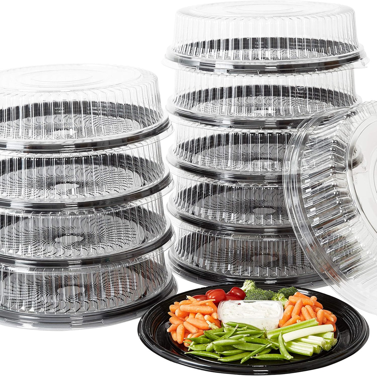 Black Plastic 16 In. Serving Tray and Lid 10pk P657