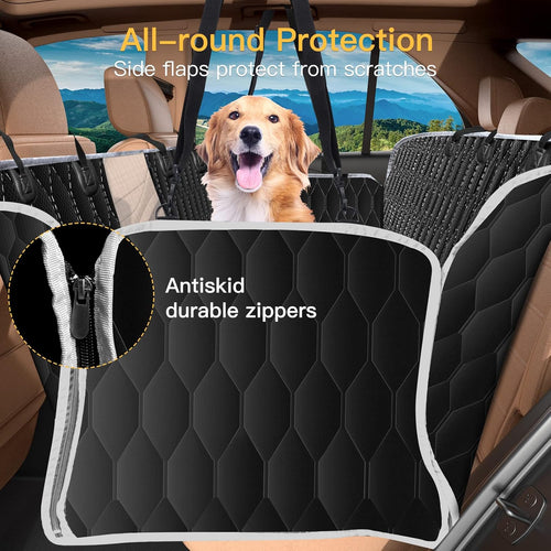100% Waterproof Nonslip Scratchproof Dog Car Seat Cover with Mesh Window, Black E8885