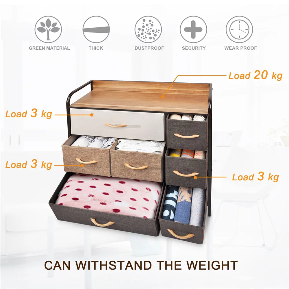 Fabric Dresser Storage Tower with Fabric Bins W40081